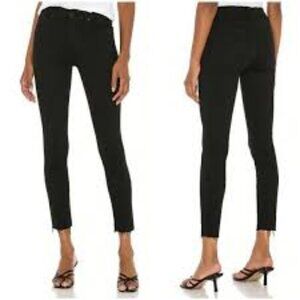 MOTHER The High Waisted Looker Ankle Fray Black Jeans Size 27